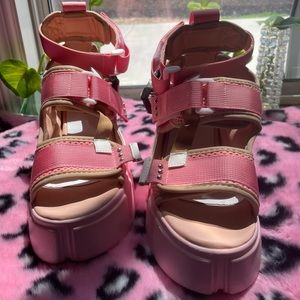 Anthony Wang | Cranberry Platform Sandals | Size 7